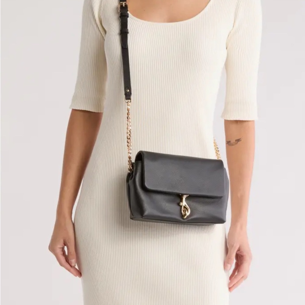 Rebecca Minkoff Black Crossbody Bag with Gold Chain